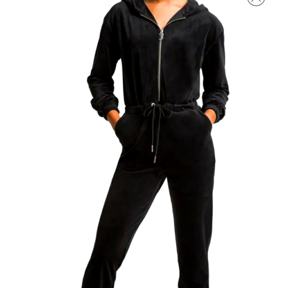 Juicy couture rhinestone hooded velour jumpsuit - Picture 1 of 6